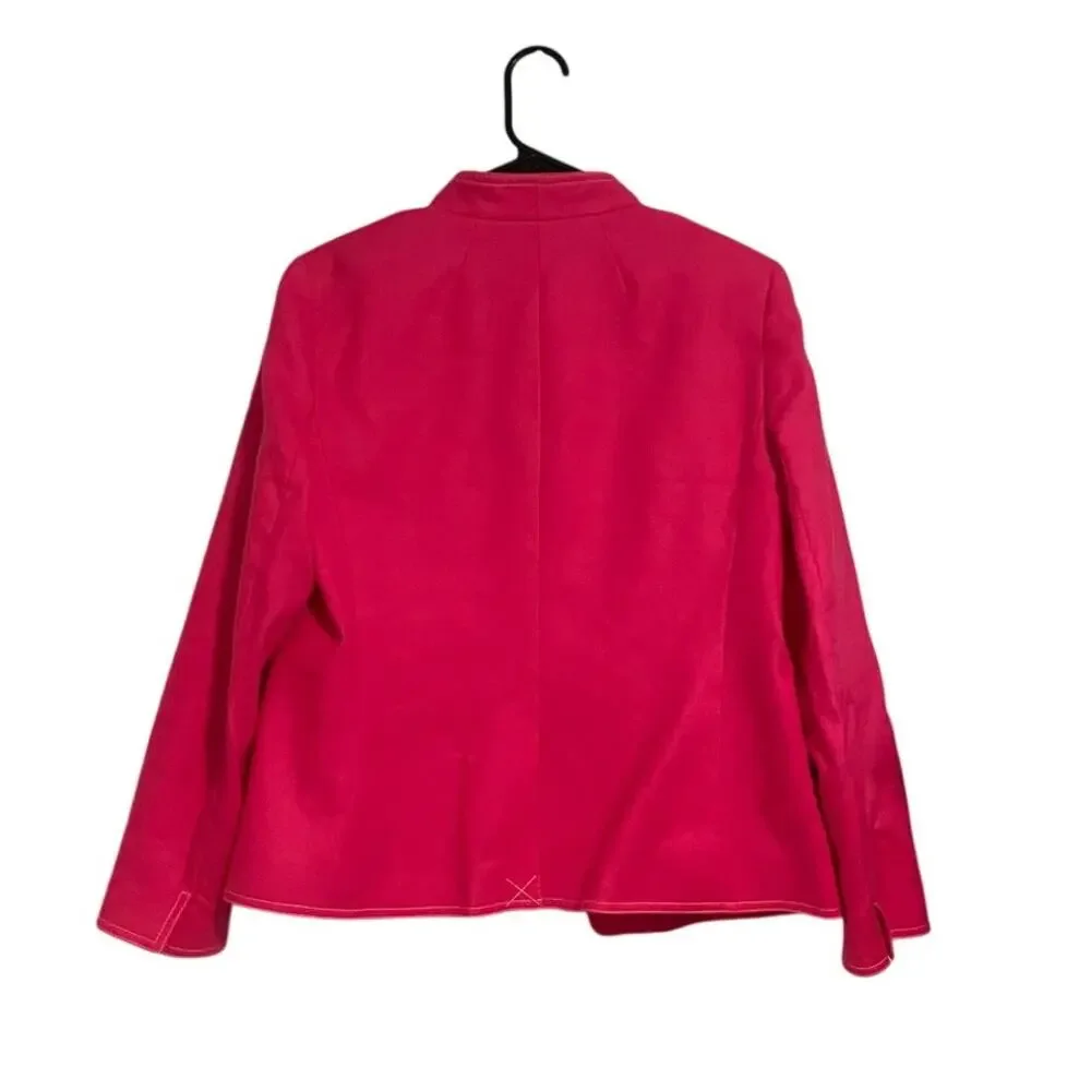 J.Crew Linen Blend Blazer Pink Career Lightweight Office Business Casual-sz 14